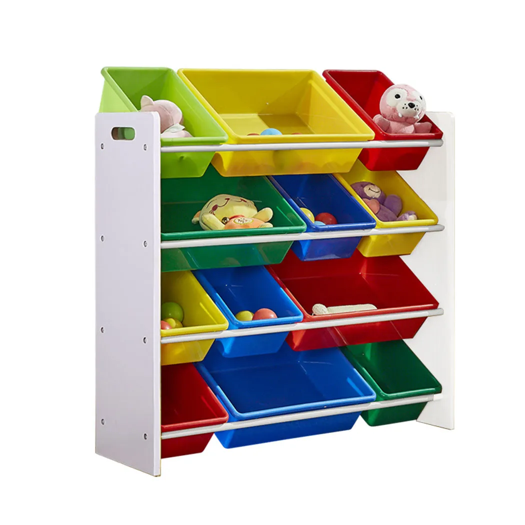 12 Bins Kids Toy Box Bookshelf Organiser Display Shelf Storage Rack Drawer