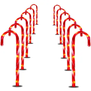 12 Christmas Candy Cane Pathway Lights Markers For Indoor And Outdoor Use