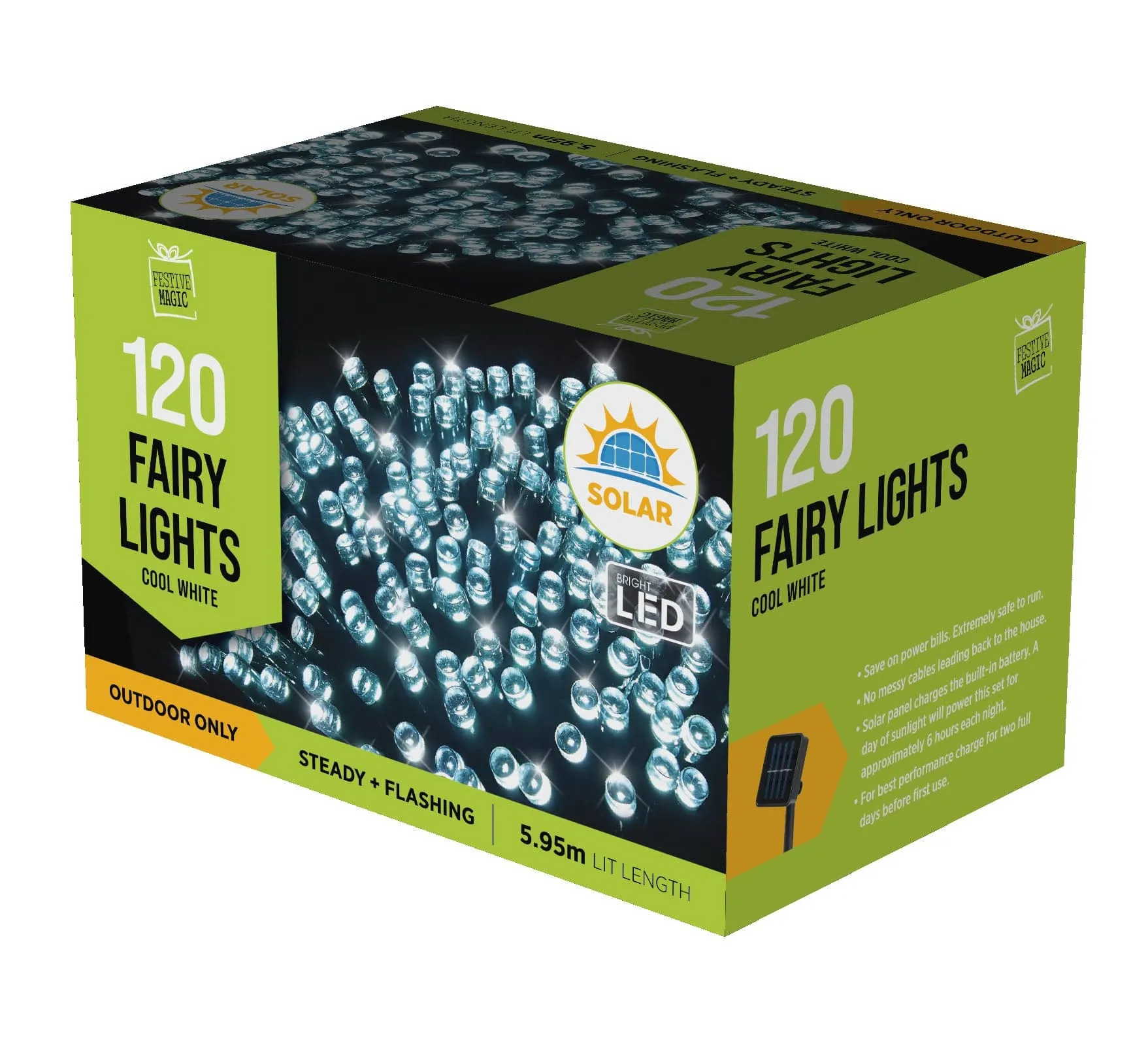 120 LED Solar White Lights (5.95m)