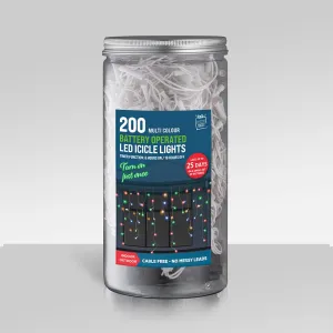 200 B/O LED Multi Icicle Lights in Jar