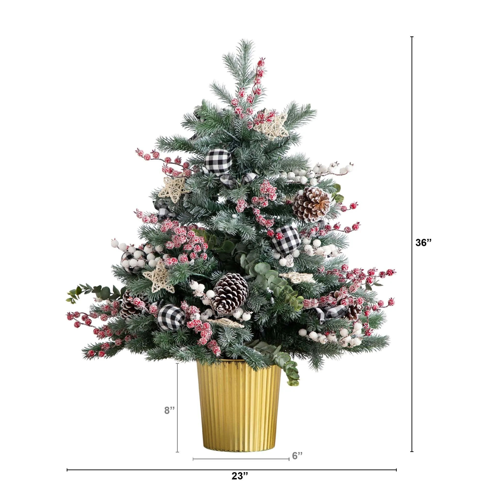 3' Pre-Lit Artificial Snow Covered Decorative Christmas Tree in Golden Planter with 80 Color Changing LED Lights