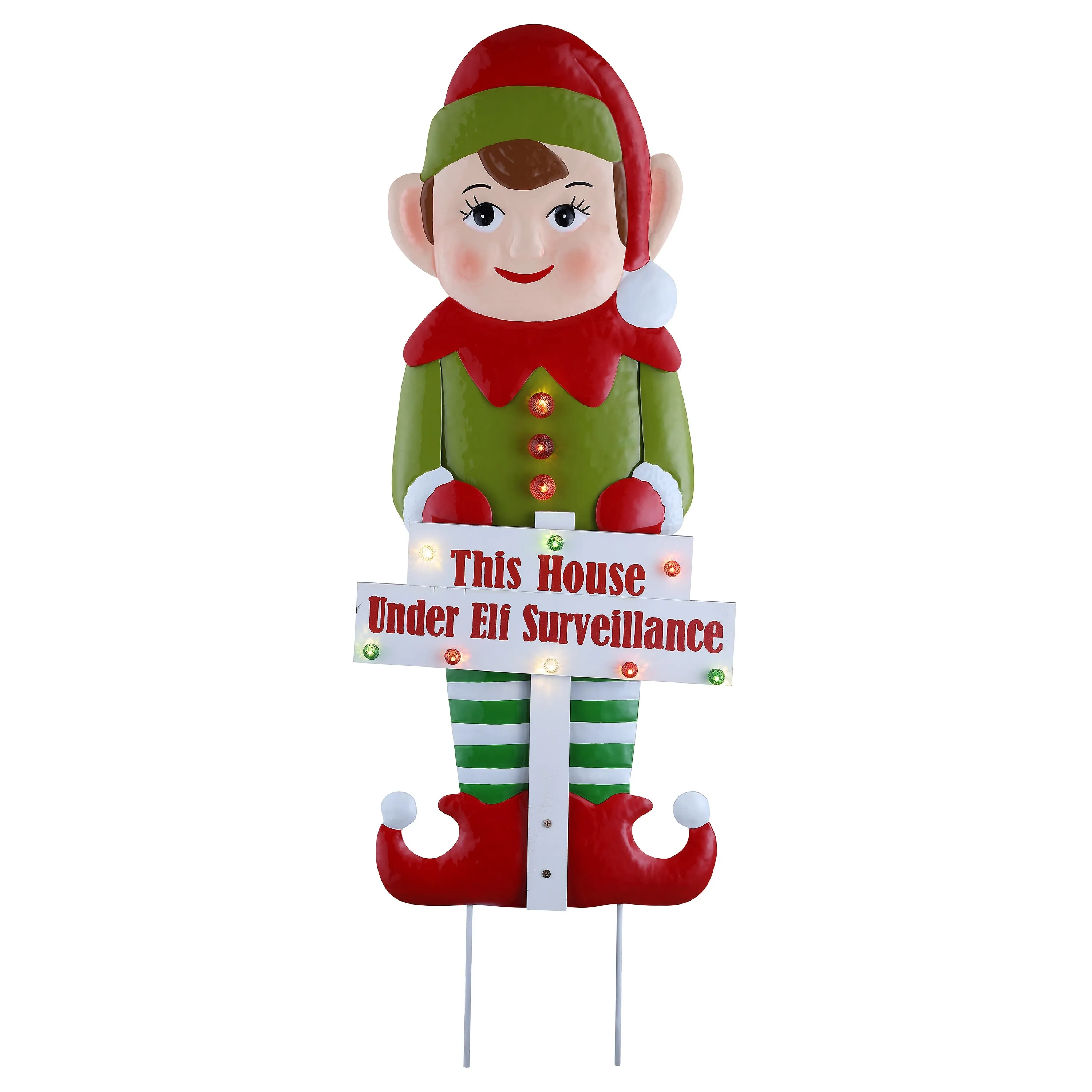 38 in. Outdoor Metal Elf Sign