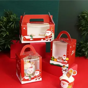 4 hole Christmas cup cake box  x 6 pc