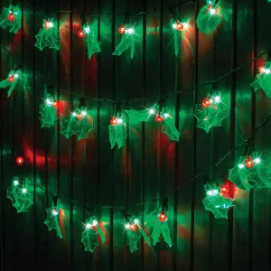 50-Pack LED Holly Lights, 9.8m Long