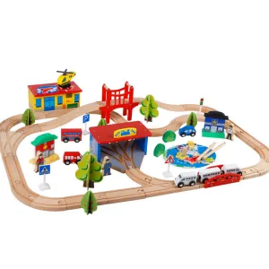 80pcs wooden Kids Fun Railway - Open ended wooden toys