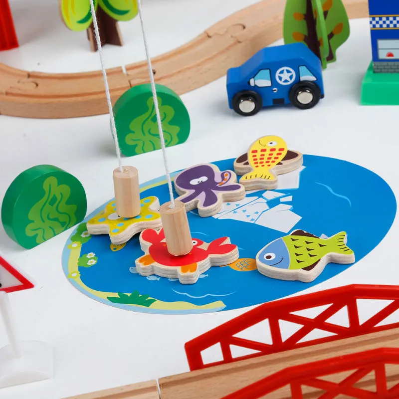 80pcs wooden Kids Fun Railway - Open ended wooden toys