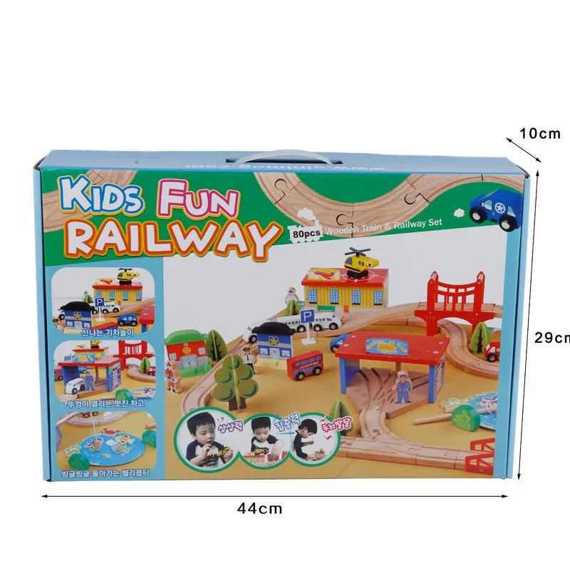 80pcs wooden Kids Fun Railway - Open ended wooden toys