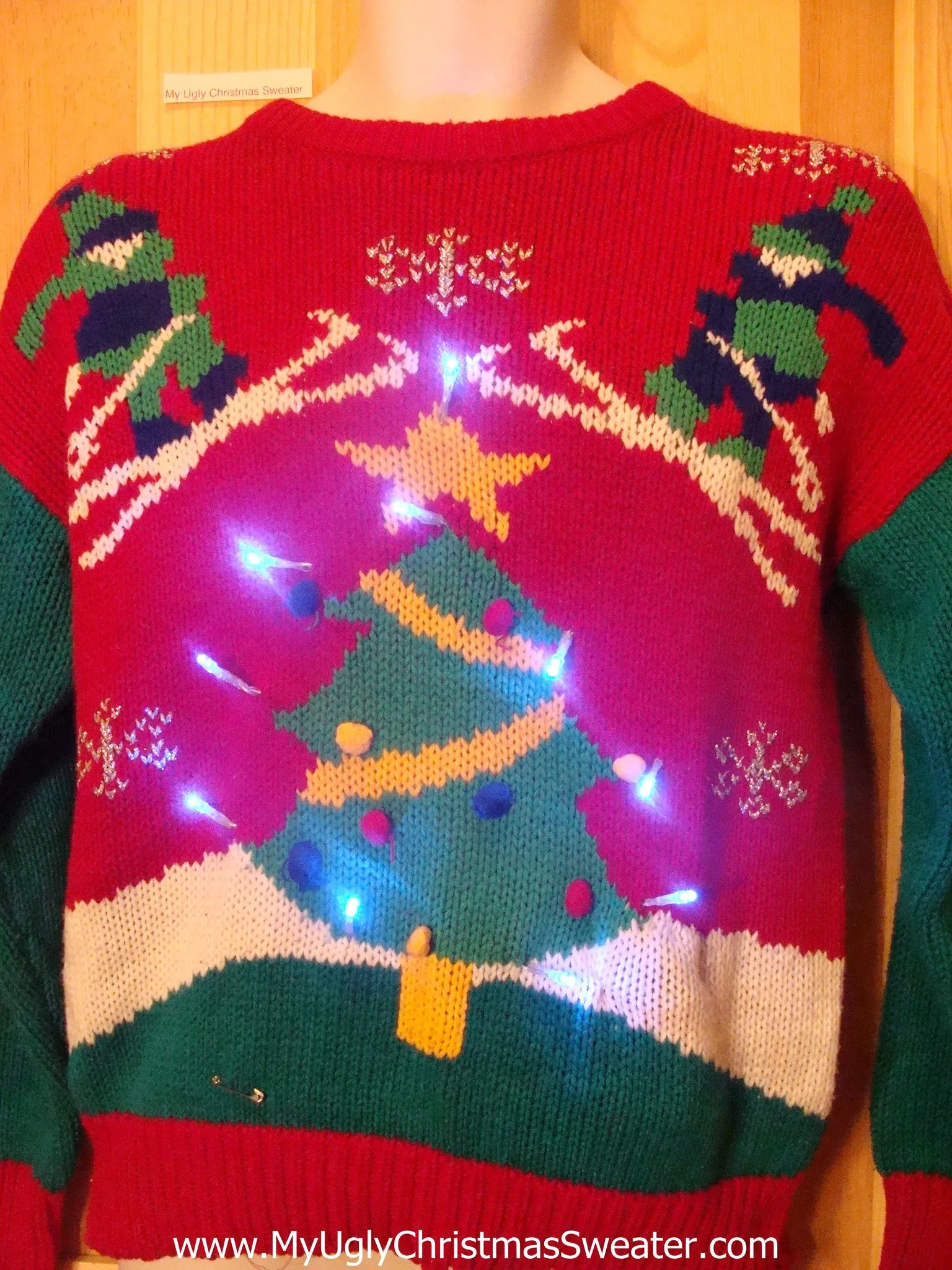 80s Skiers Light Up Christmas Ski Sweater