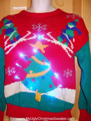 80s Skiers Light Up Christmas Ski Sweater