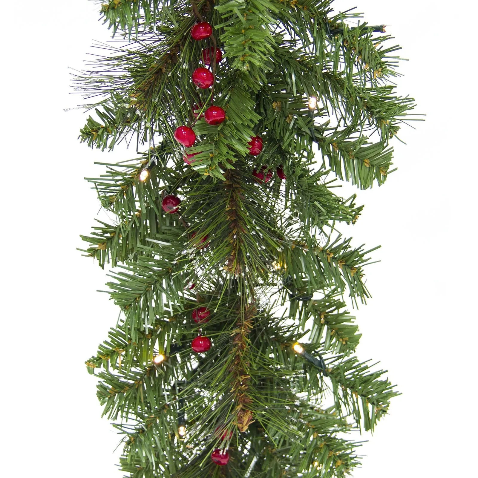 9ft Pre-Lit Christmas Garland w/ 50 Lights, Pine Cones, Berries