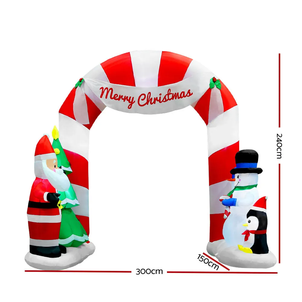 Archway Santa Christmas Inflatable Illuminated Xmas Decorations - 3M