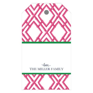 Bamboo Trellis Personalized Gift Tags | Hot Pink