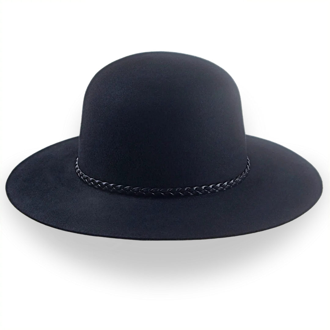 Black Open Crown Cowboy Hat in Malleable Fur Felt | The Indian