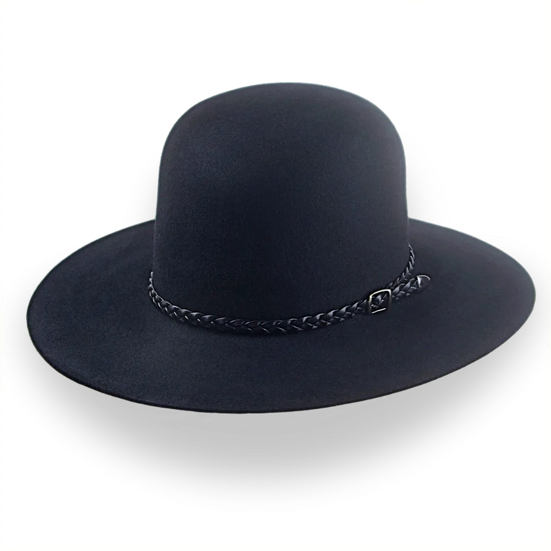 Black Open Crown Cowboy Hat in Malleable Fur Felt | The Indian