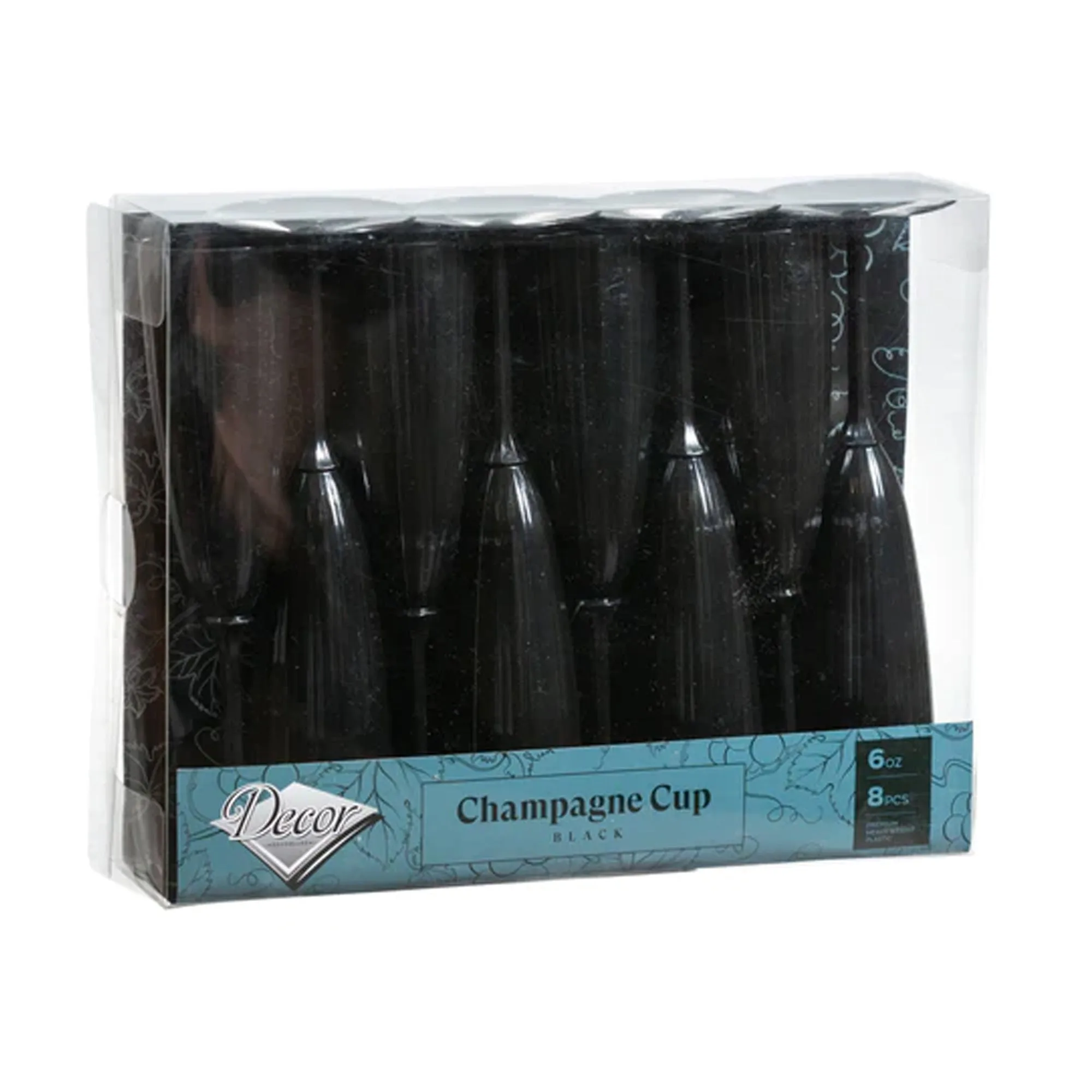 Black Plastic Champagne Cup 6oz