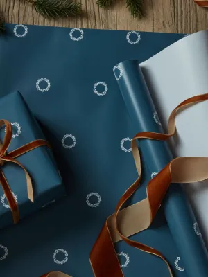 Blue Wreath Wrapping Paper - 5m