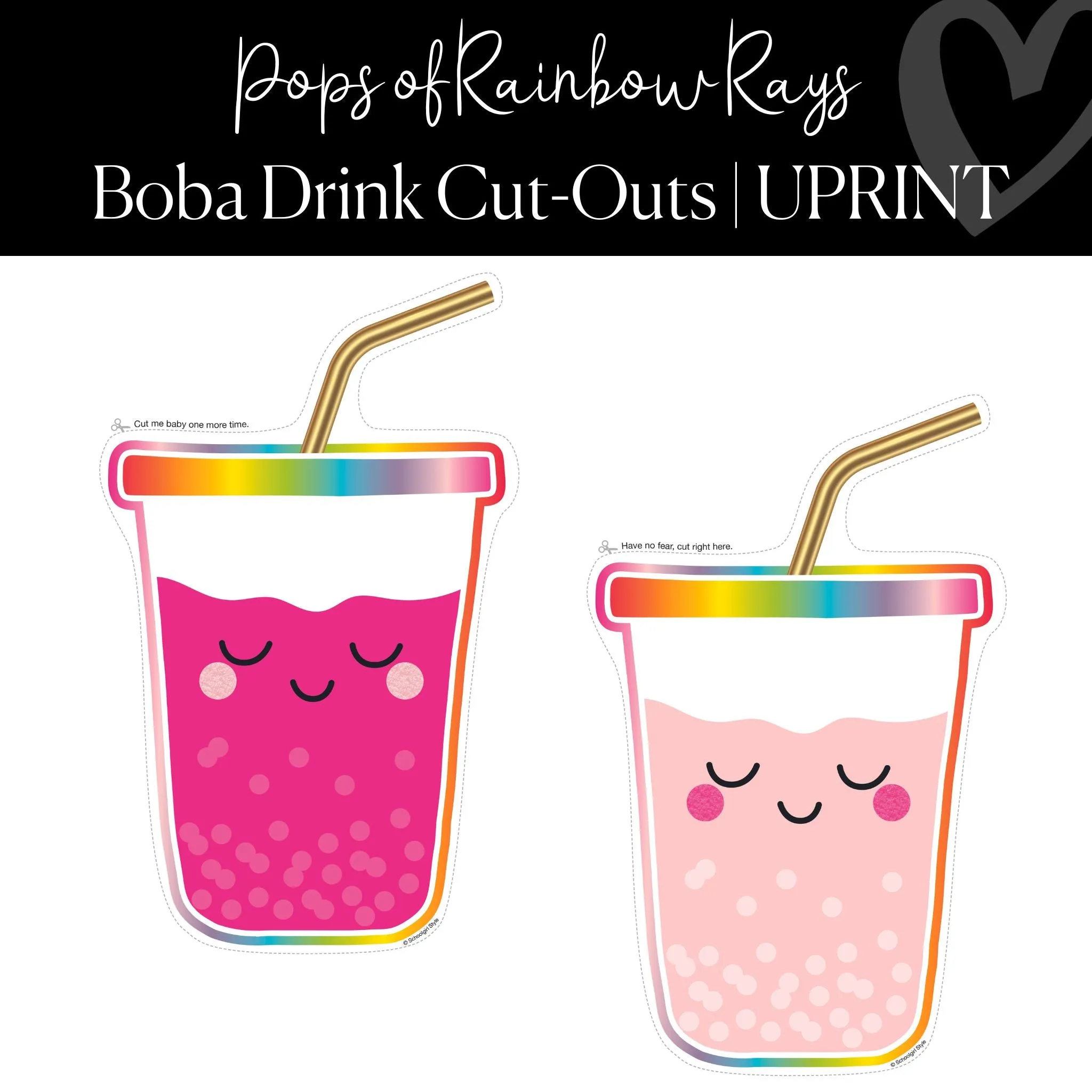 Boba Drink Cut-Outs | Pops of Rainbow  | UPRINT | Schoolgirl Style