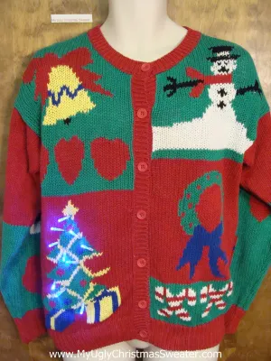 Bold and Beautiful 2sided Ugly Christmas Sweater with Lights