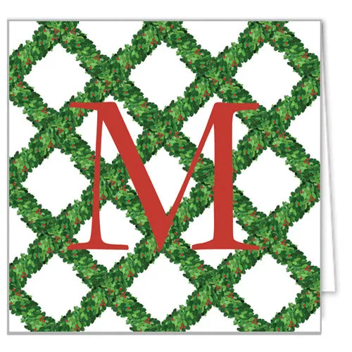 Boxwood Lattice Personalized Christmas Enclosure Cards   Envelopes