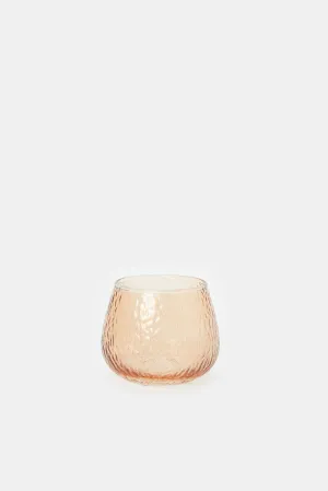 Brown Texture Effect Glass Candle Holder