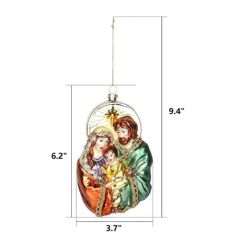 Bulk Christmas Ornament Nativity Glass Hanging Ornament for Xmas Tree Decor Wholesale