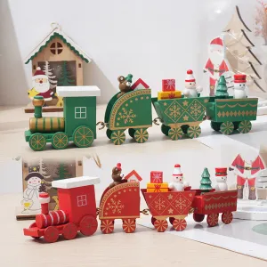 Bulk Wooden Train Toy DIY Christmas Ornaments for Kids Xmas Table Decor Wholesale