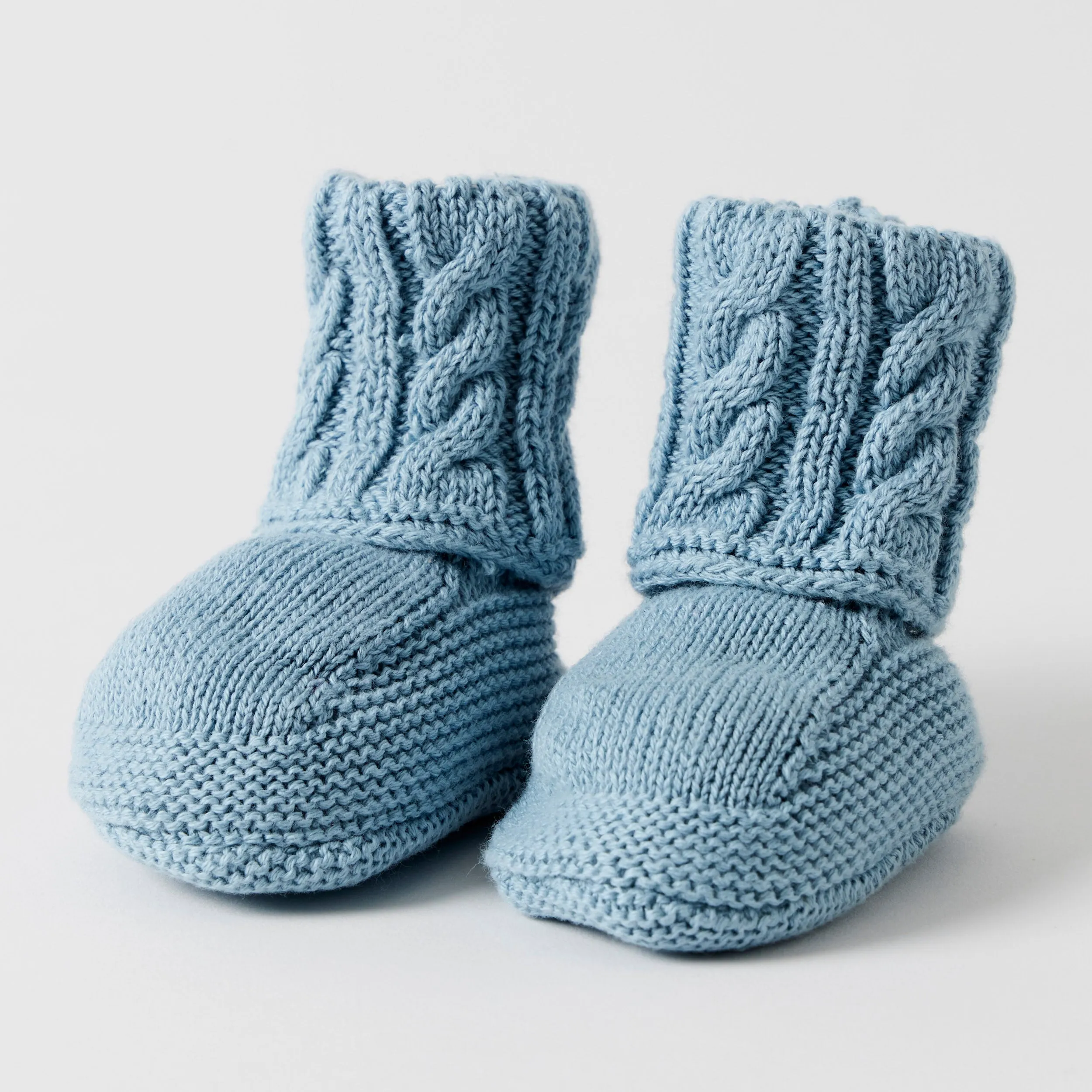 Cable Knit Blue Booties by Jiggle & Giggle