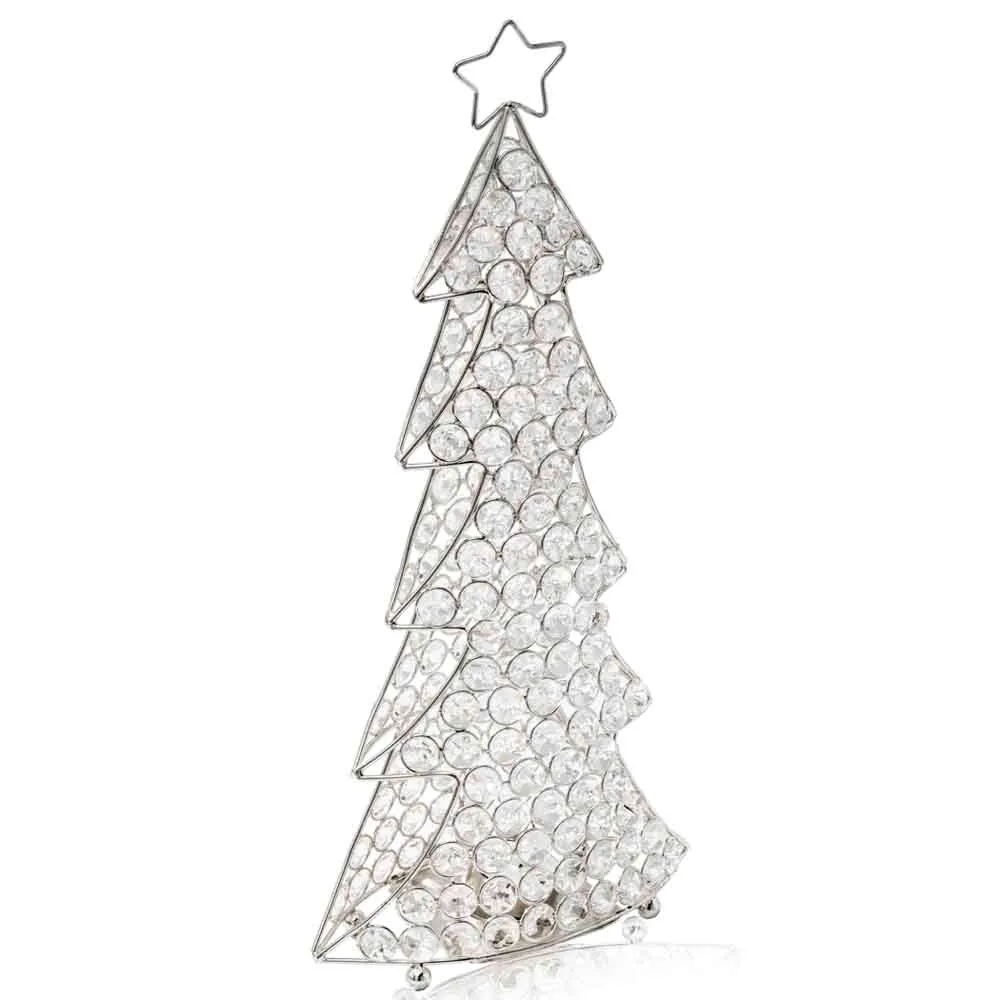 Crystal Silver Christmas Tree Sculpture, Clear