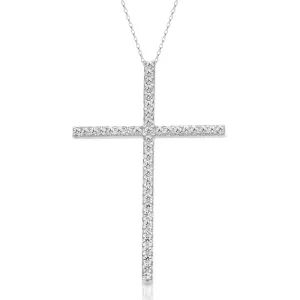 CZ CROSS - 9CT WHITE GOLD