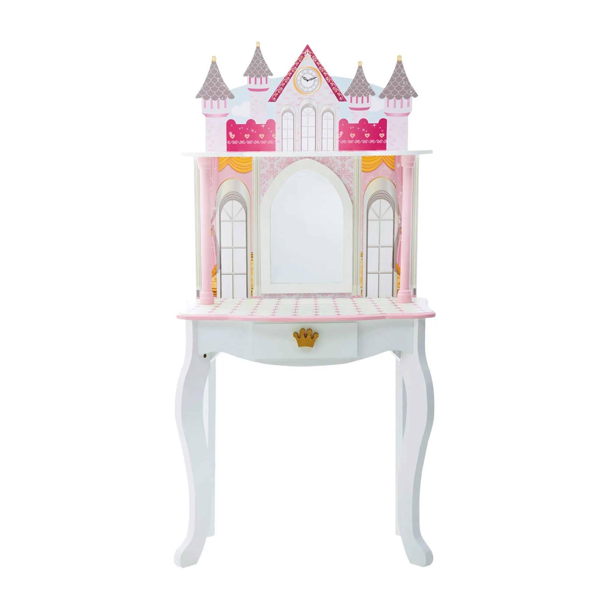 Fantasy Fields Kids Dreamland Castle Vanity Set With Chair And Accessories, White/pink