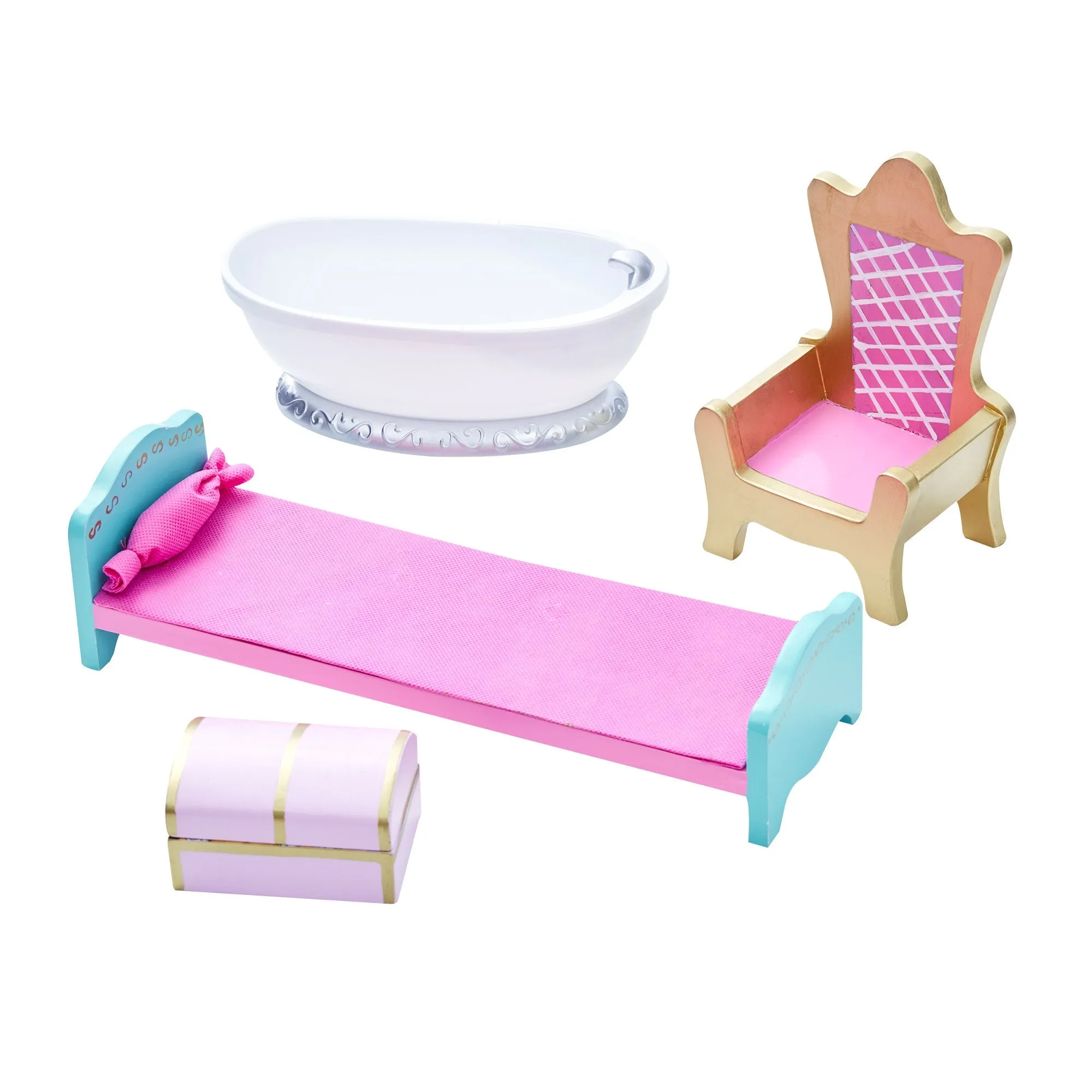 Fantasy Fields Kids Dreamland Castle Vanity Set With Chair And Accessories, White/pink