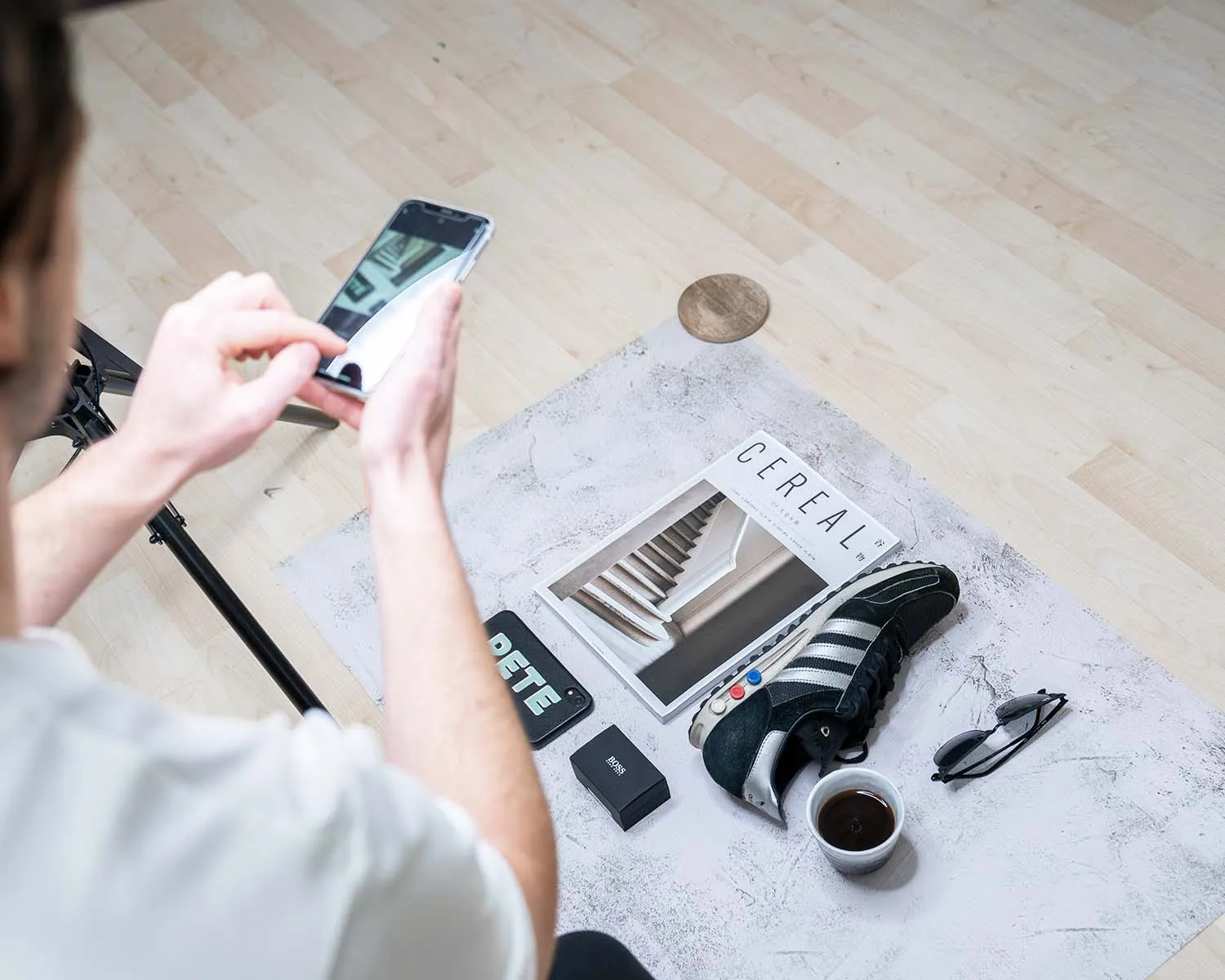 Flat Lay Instagram Backdrop - 'Alexandria' Concrete (56cm x 87cm)