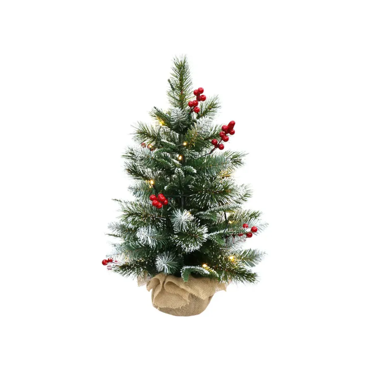 Gala Berry Snow Burlap LED Tree 60cm