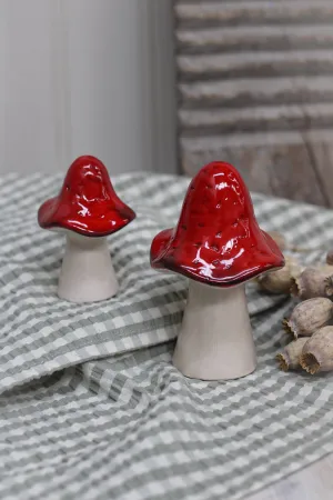 Glazed Red Ceramic Toadstool