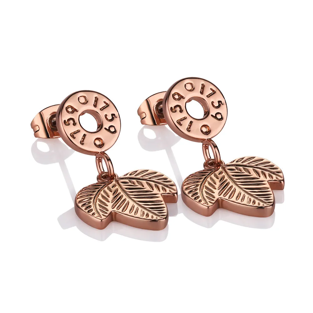 Guiness Rose Gold Plated Leaf Earrings