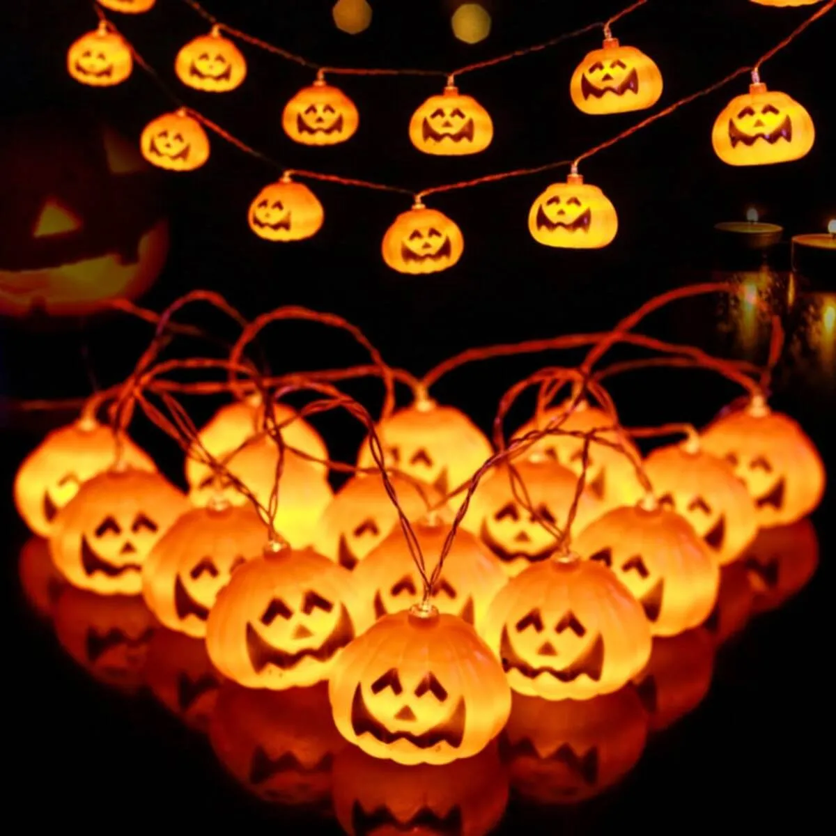 Halloween LED String Lights Pumpkin, Ghost, Eyeball, Cat, Skull, and Spider LED Decorations for Indoor & Outdoor Halloween Decor (Big Pumpkin)