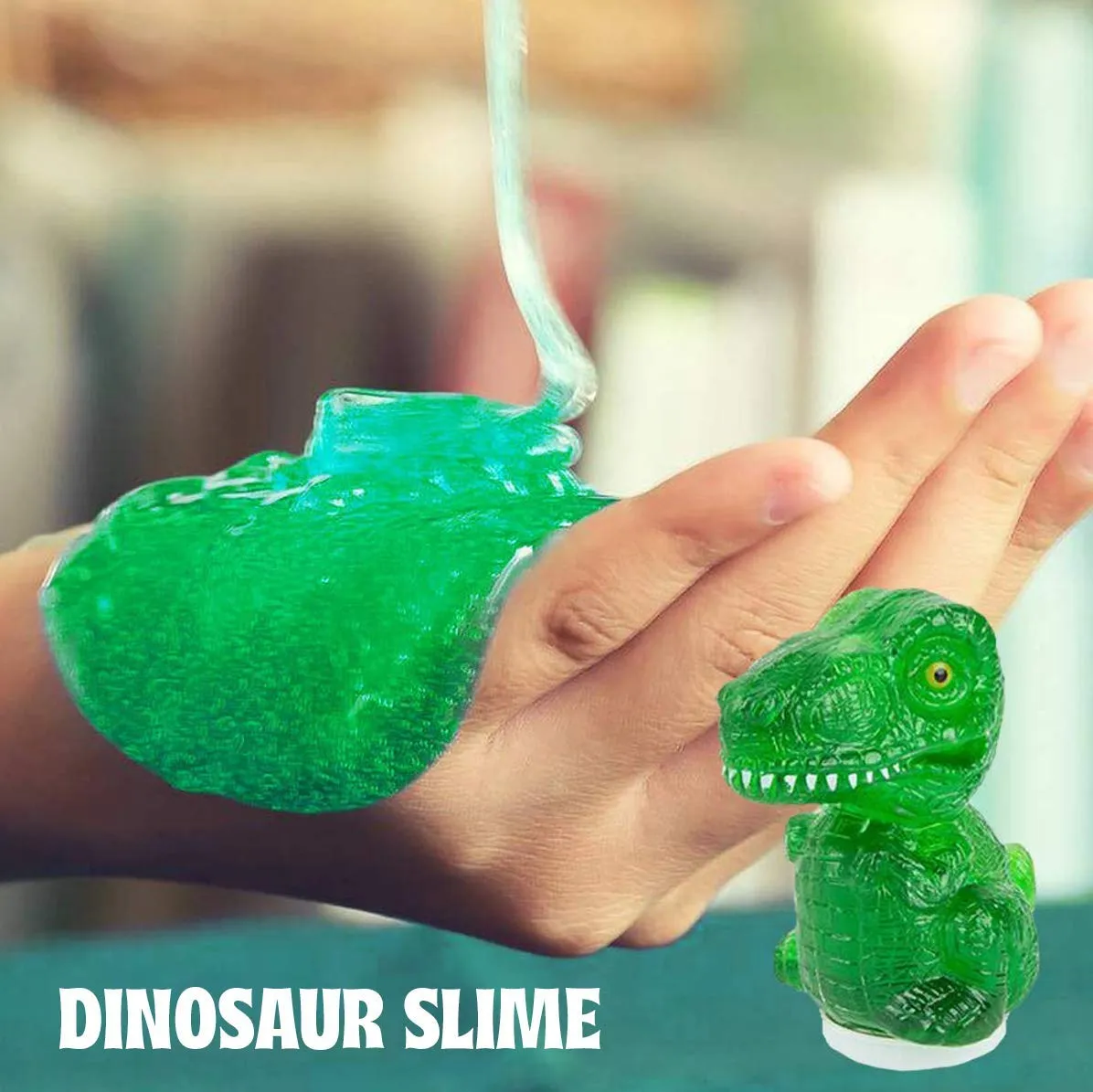 Kicko Dinosaur Slime - Pack of 6 Colored Gooey Slimes in Dino-Shaped Container - Good