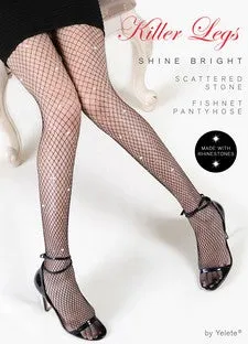 Killer Legs Shine Bright Scattered Stone Fishnet Pantyhose-Queen