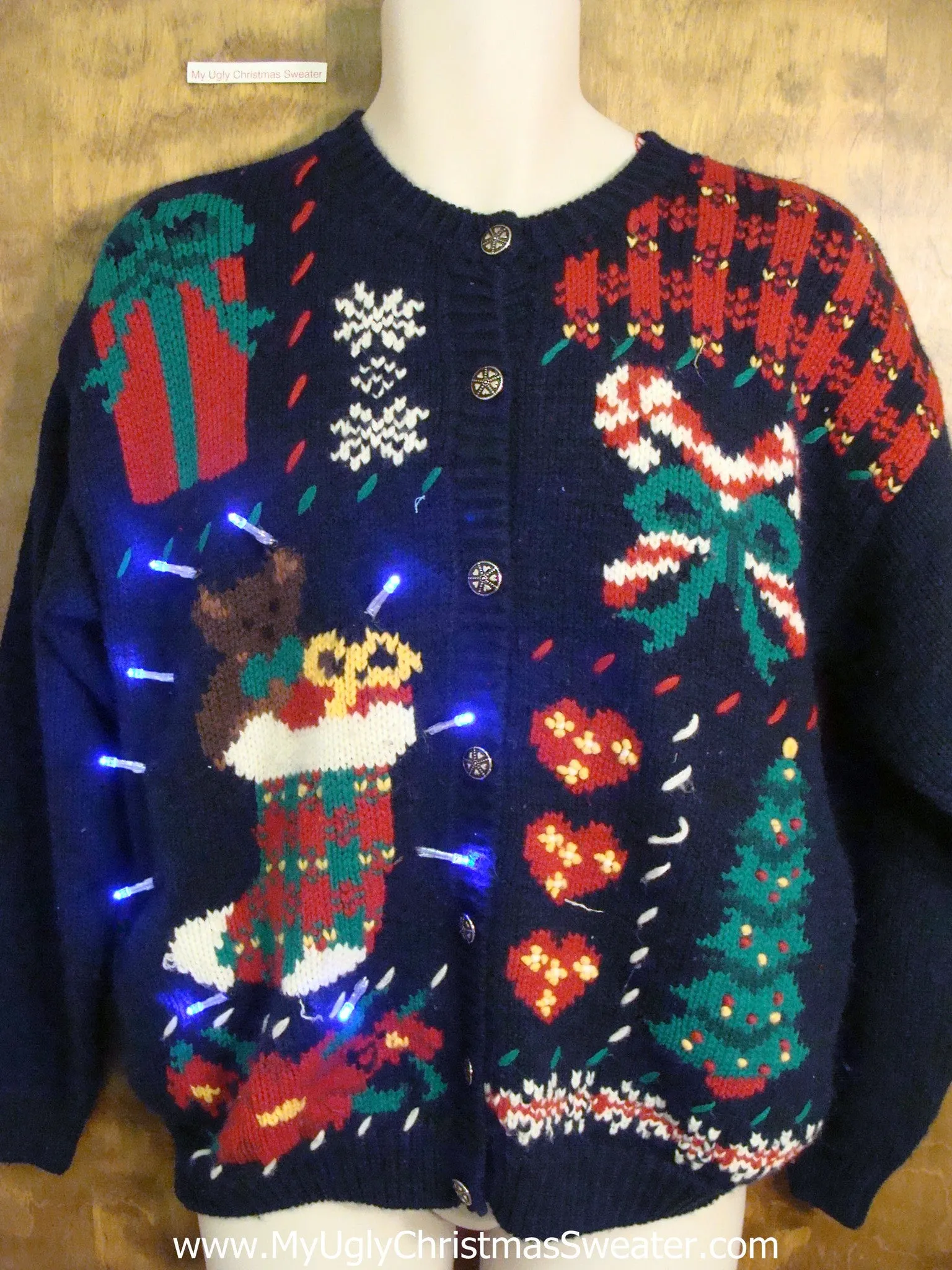 Light Up 80s Tacky Colorful Ugly Christmas Jumper