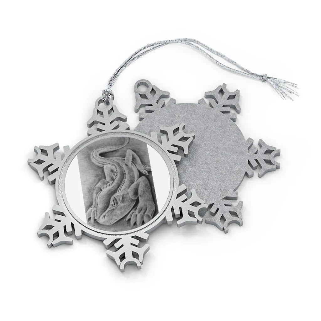 Lizzy the Lizard Pewter Snowflake Ornament