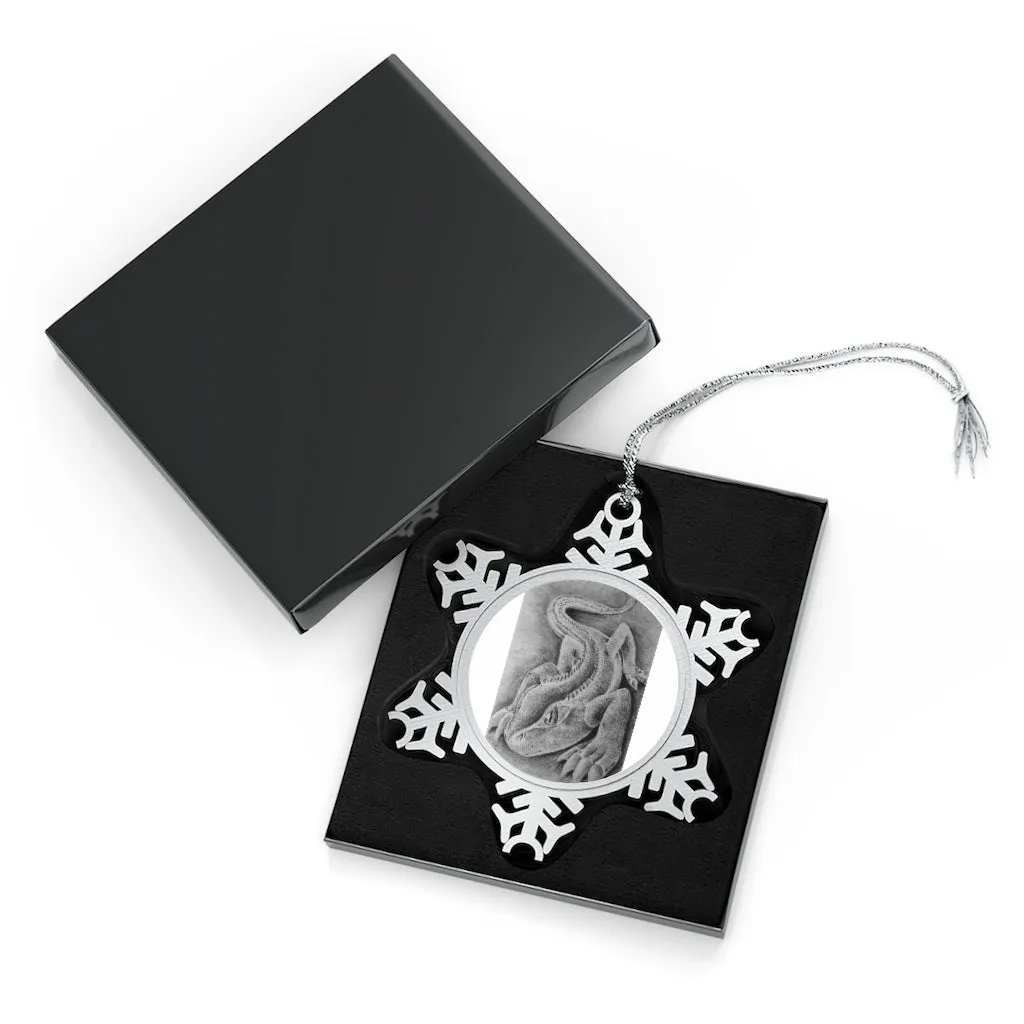 Lizzy the Lizard Pewter Snowflake Ornament