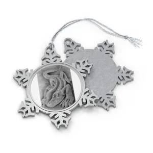 Lizzy the Lizard Pewter Snowflake Ornament