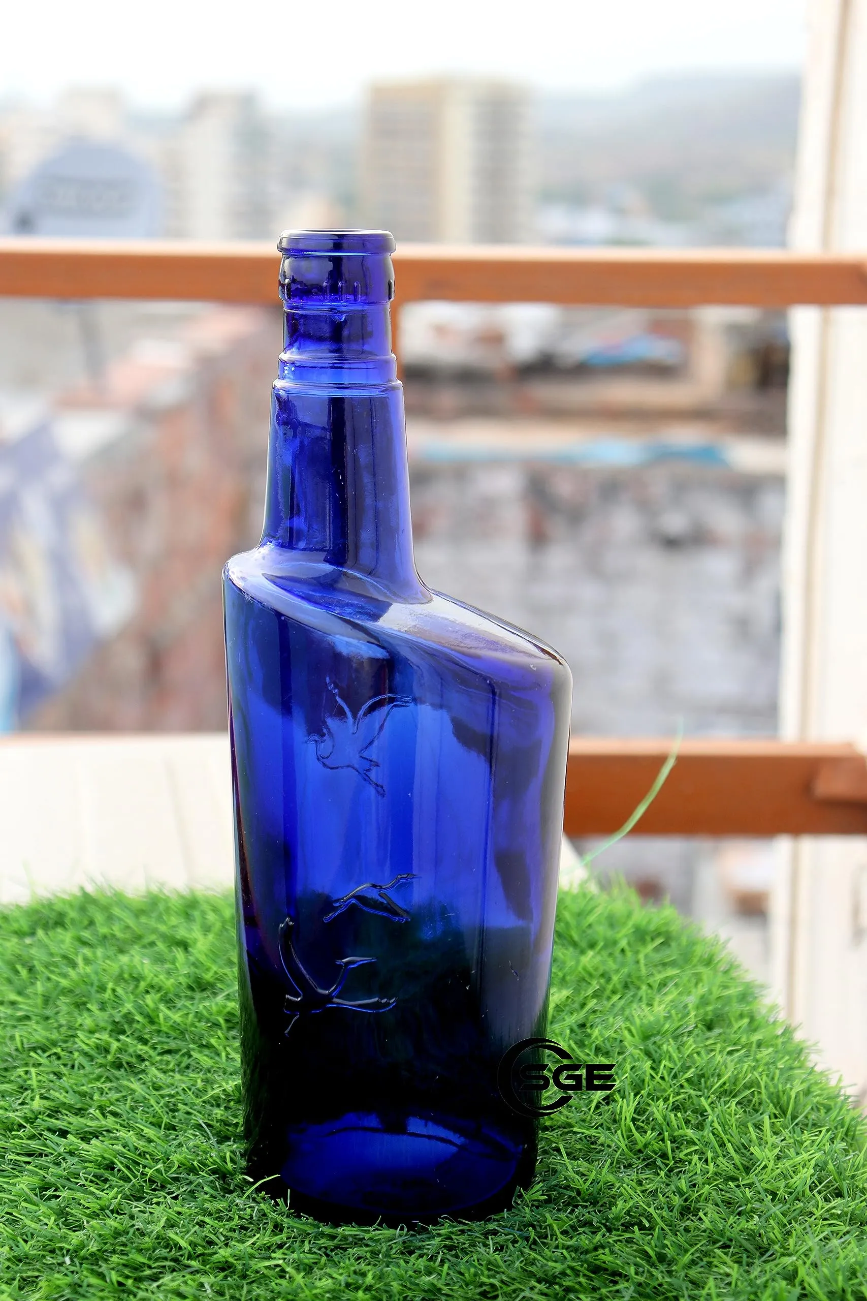 Money plant Vase | Living Room plant Pots | Home Décor Glass Bottle | Indore Blue Glass Bottle | Flower Vase | Table Top Glass Vase | Decorative Flower Pots | Decor Showpiece Bottle | Round Shape Vase