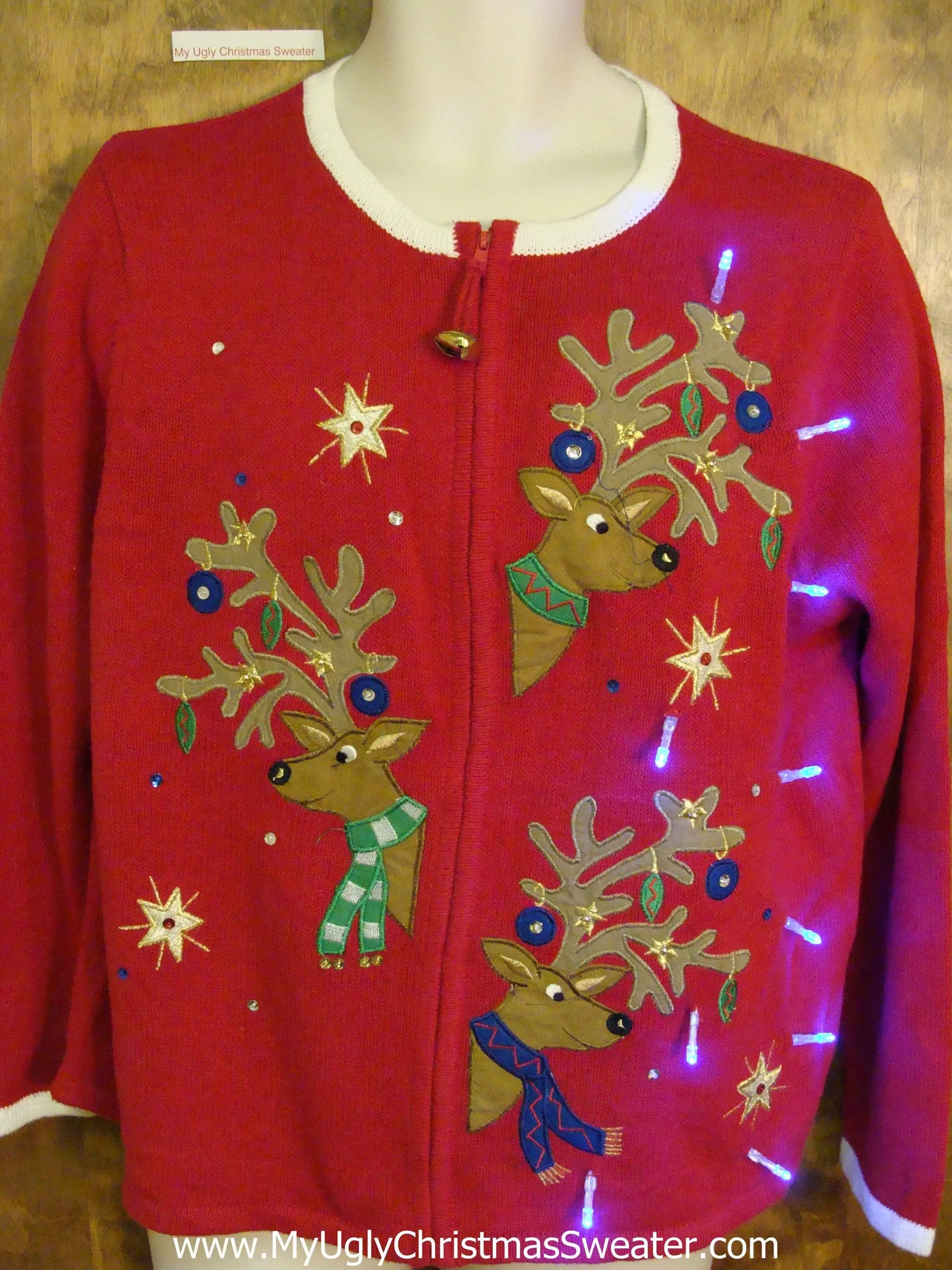 Peaking Reindeer Light Up Ugly Xmas Sweater