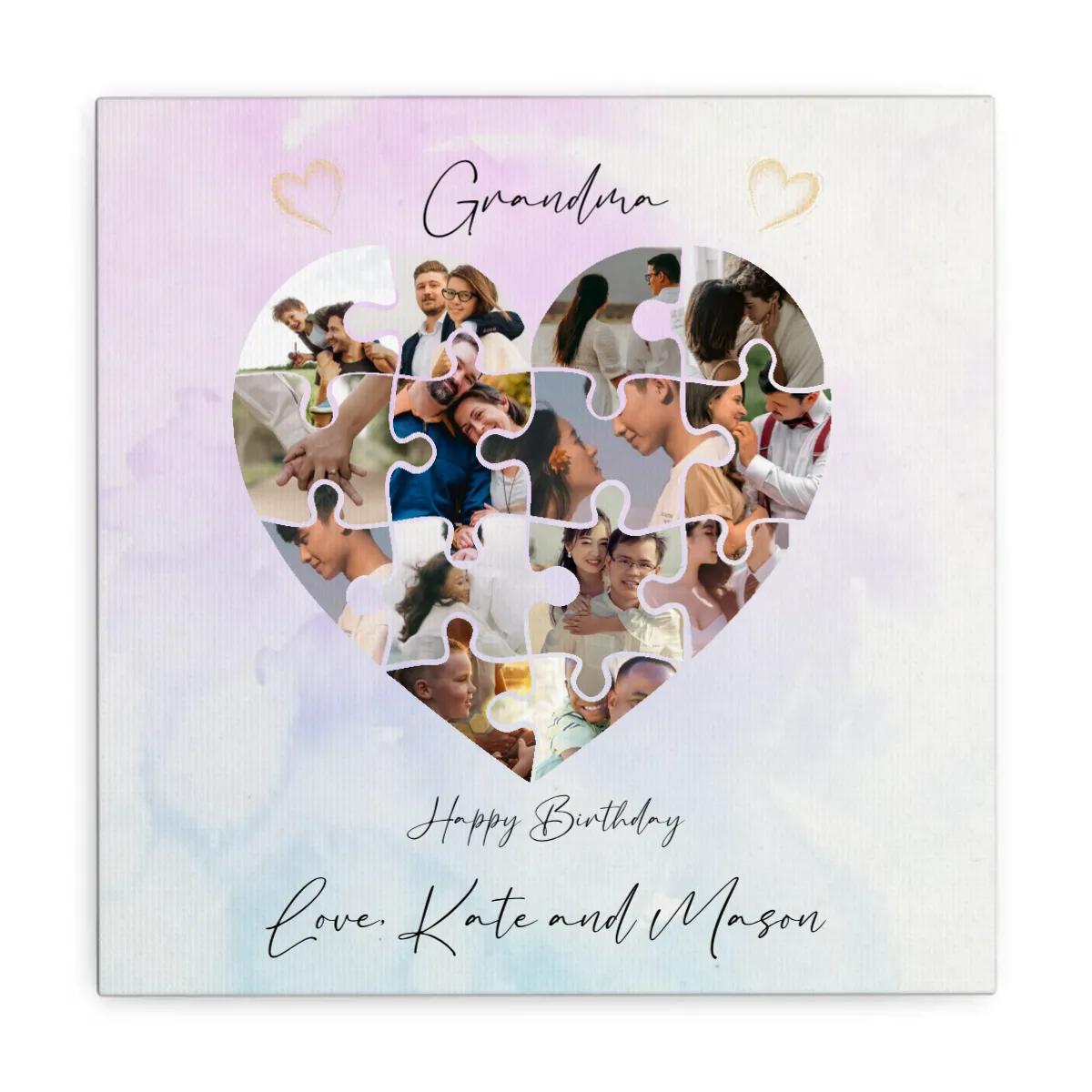 Personalise Puzzle Canvas, add your photos, change all wording