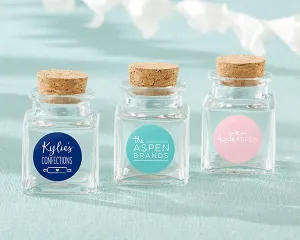 Personalized Petite Treat Square Glass Favor Jar - Custom Design (Set of 12)