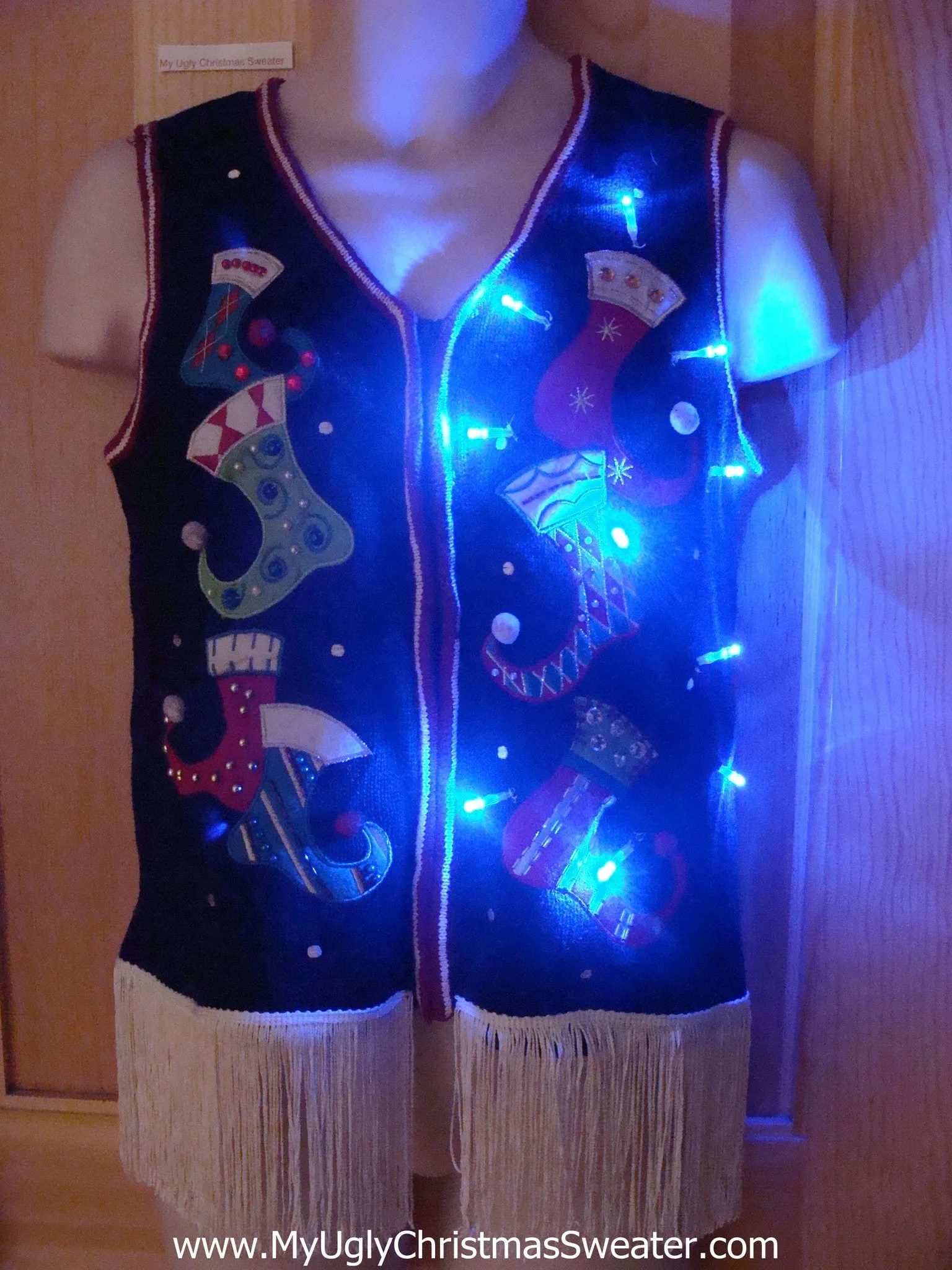 Pointy Stocking Themed Light Up Christmas Sweater Vest