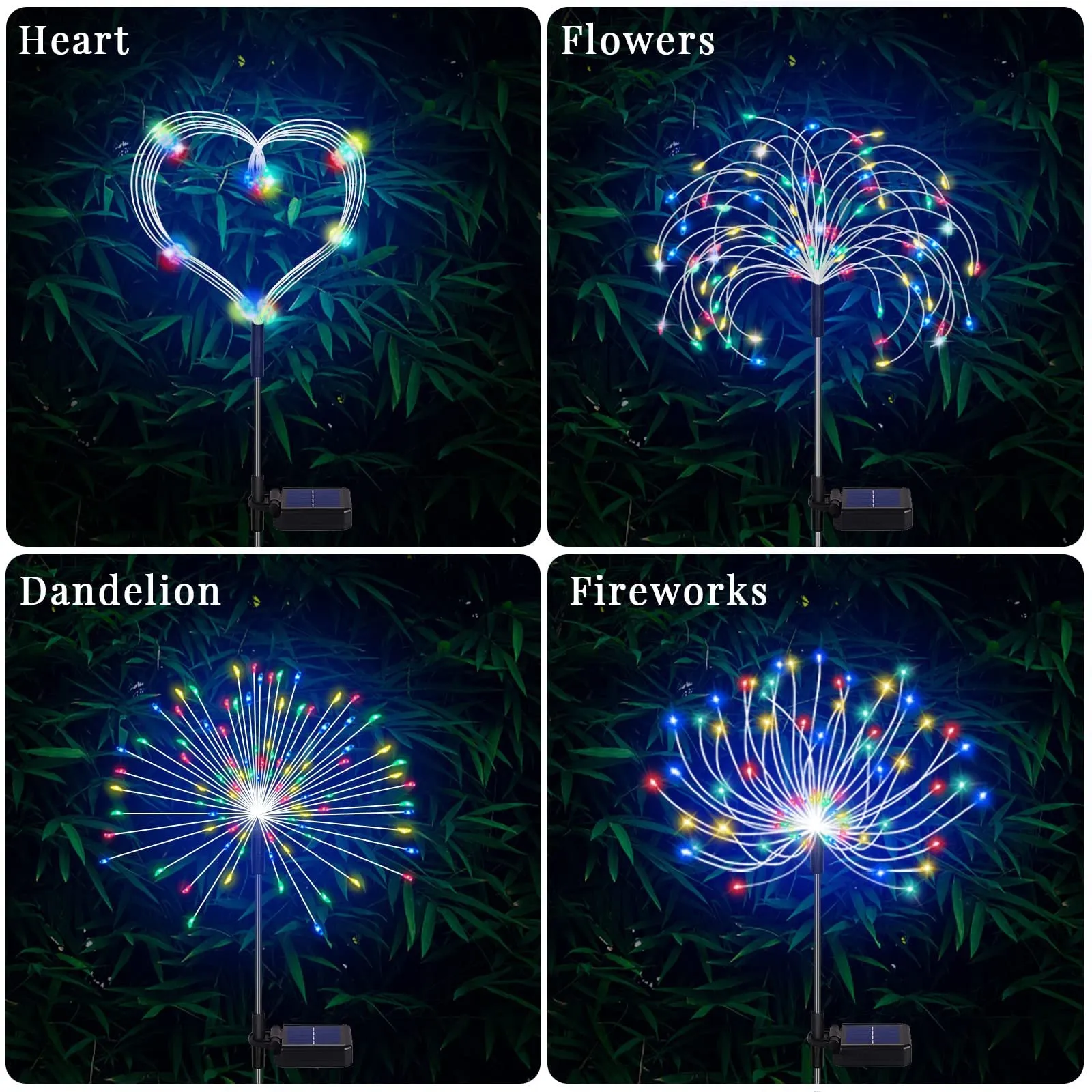 Quntis 200 8Models LED Christmas Solar Firework Lights, Outdoor Holiday Yard Garden Decorations, Lawn Lights for Christmas and New Year Decor