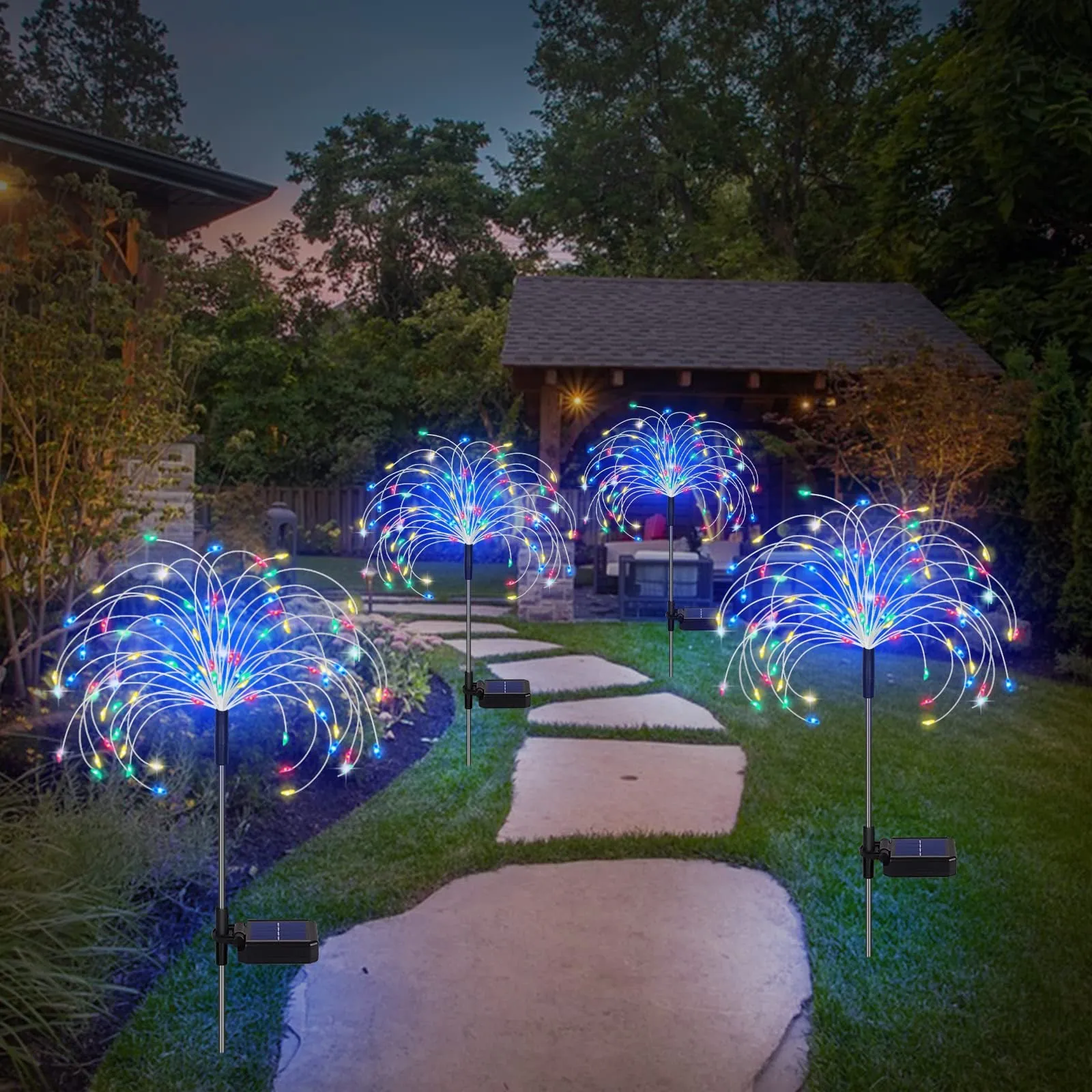 Quntis 200 8Models LED Christmas Solar Firework Lights, Outdoor Holiday Yard Garden Decorations, Lawn Lights for Christmas and New Year Decor