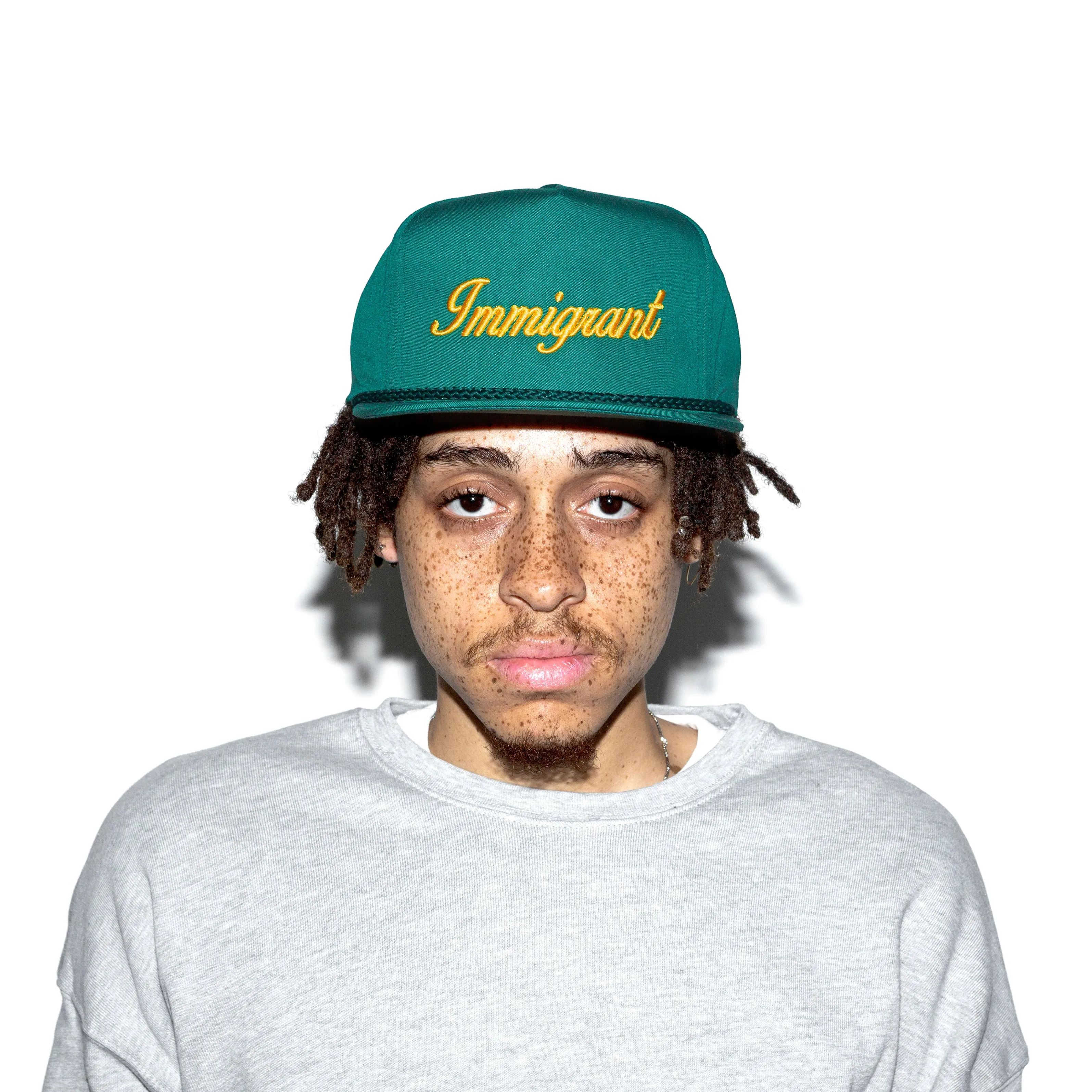 "Immigrant" OG Classic Flat-Bill Snapback- Green/Gold